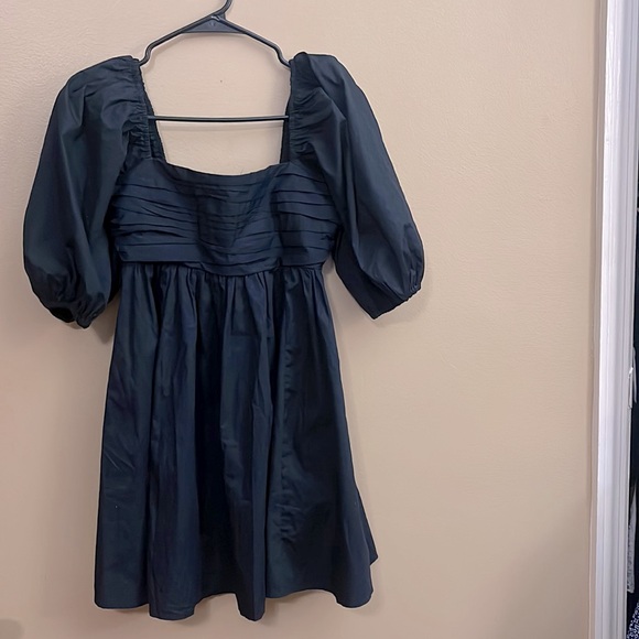 Abercrombie & Fitch Ruched Ruffle Puff Sleeve Mini Dress Black Size XSmall NWOT - Picture 2 of 8
